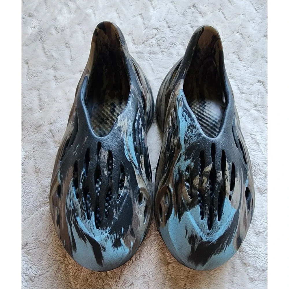 Adidas Yeezy Foam RNR MX Cinder Camo Brown Black Blue Slip On Shoes Mens 6